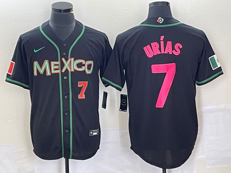 Men 2023 World Cub Mexico #7 Urias Black pink Nike MLB Jersey34